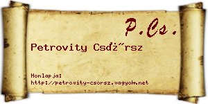 Petrovity Csörsz névjegykártya